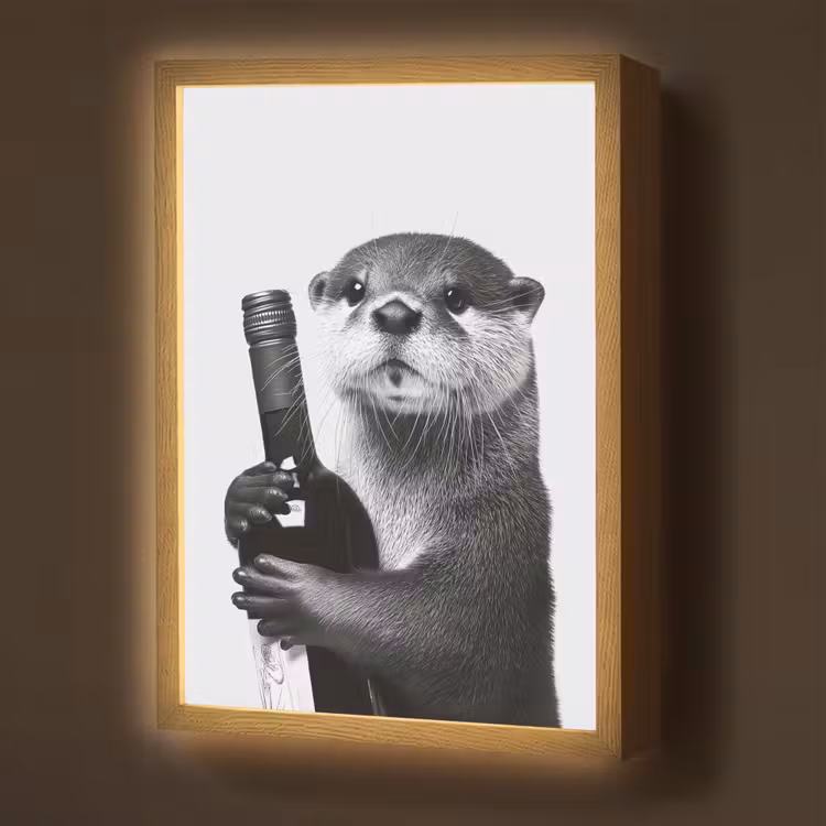 Lightbox - Wandlamp - Wijnfles - Otter - Zwart — 1