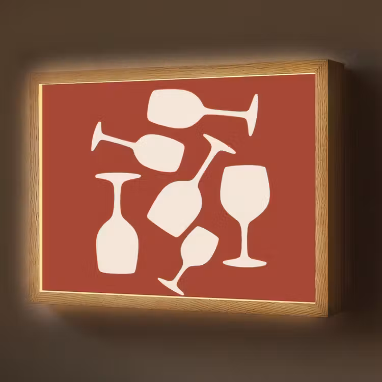 Lightbox - Wandlamp - Wijnglazen - Silhouetten - Wit — 1