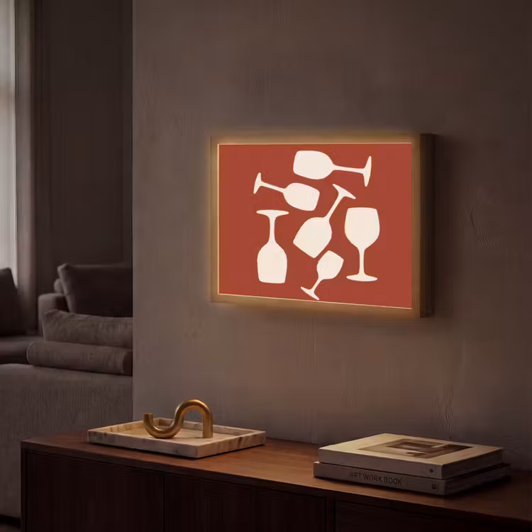 Lightbox - Wandlamp - Wijnglazen - Silhouetten - Wit — 2