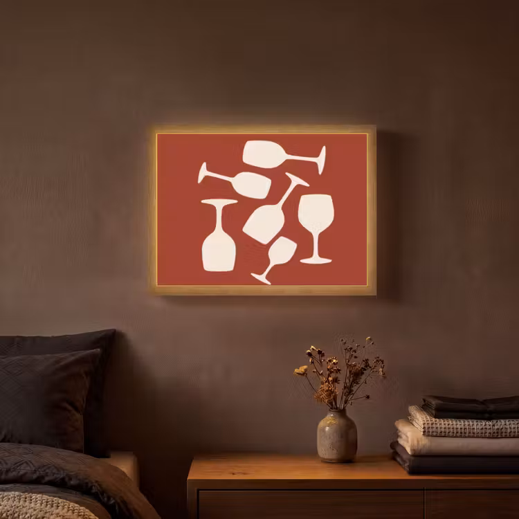 Lightbox - Wandlamp - Wijnglazen - Silhouetten - Wit — 3