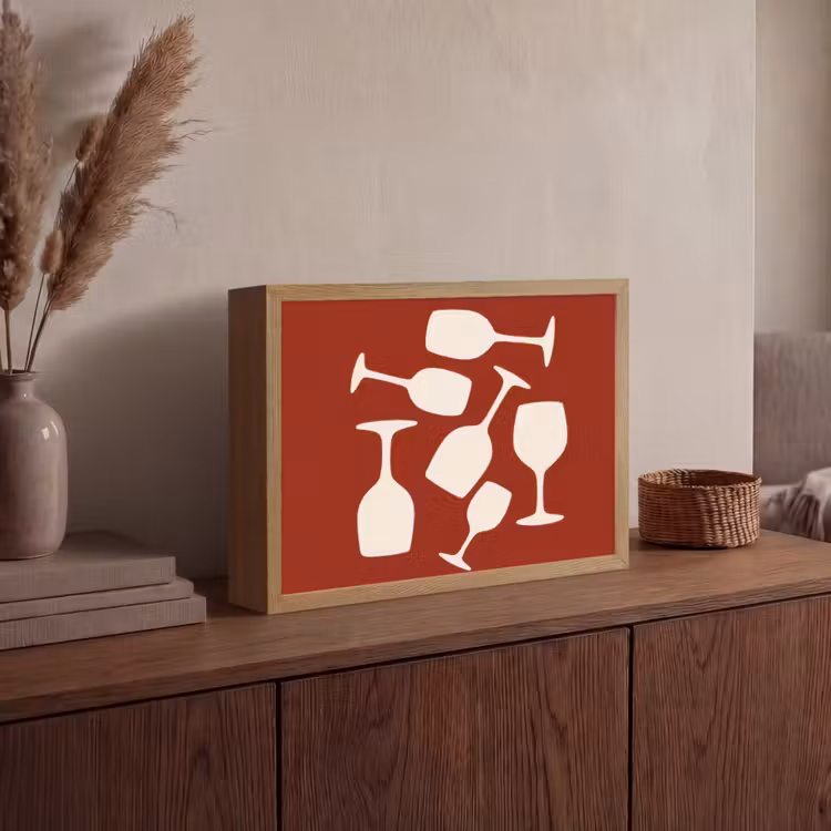 Lightbox - Wandlamp - Wijnglazen - Silhouetten - Wit — 4