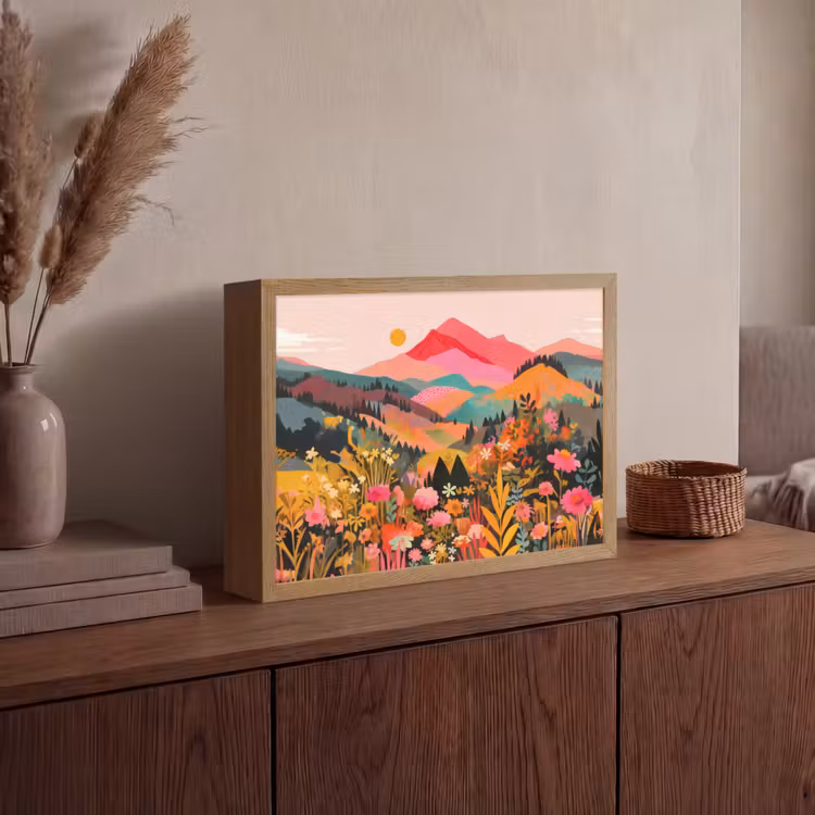 Lightbox - Wandlamp - Zonsondergang - Bergvallei - Contrast — 4