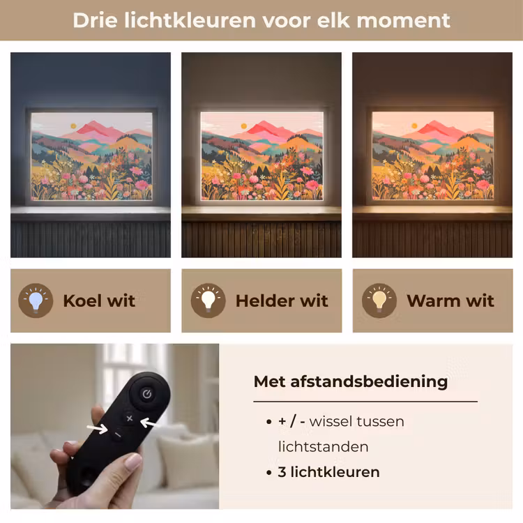 Lightbox - Wandlamp - Zonsondergang - Bergvallei - Contrast — 8