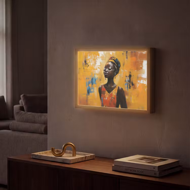 Lightbox - Wandlamp - Vrouw - Ogen - Penseelstreken - Geel — 2