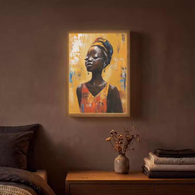 Lightbox - Wandlamp - Vrouw - Ogen - Penseelstreken - Geel — 3