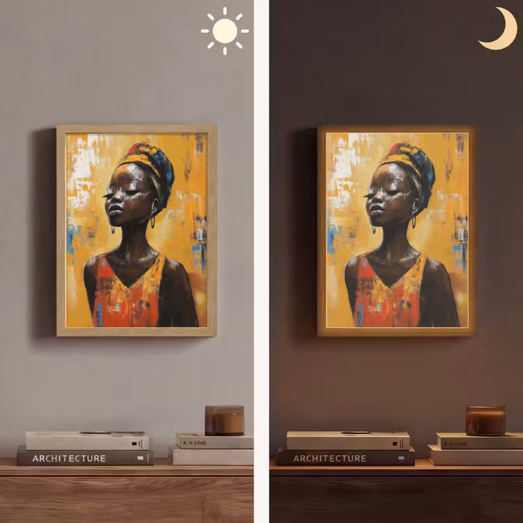 Lightbox - Wandlamp - Vrouw - Ogen - Penseelstreken - Geel — 5
