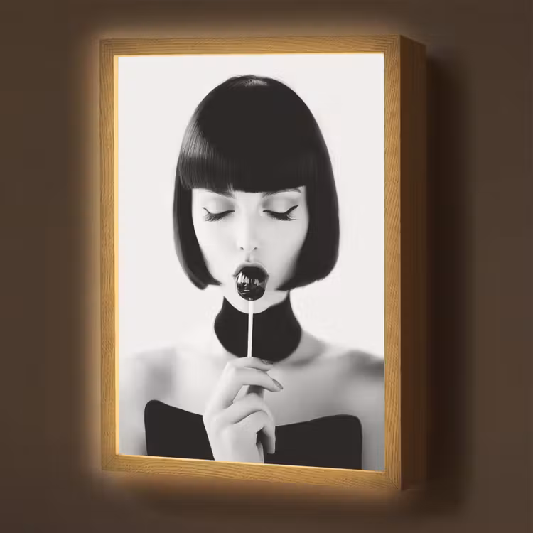 Lightbox - Wandlamp - Vrouw - Lolly - Zwart - Wit — 1