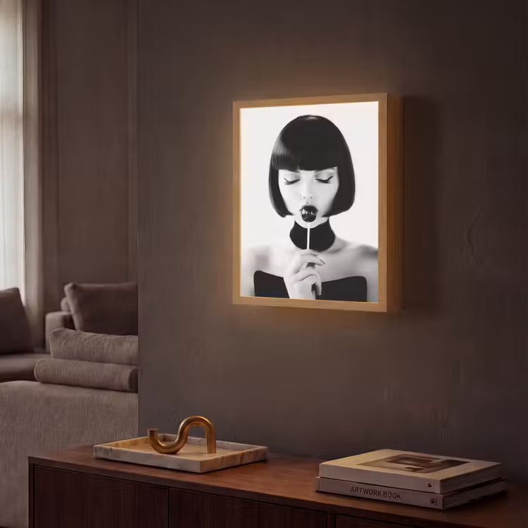 Lightbox - Wandlamp - Vrouw - Lolly - Zwart - Wit — 2