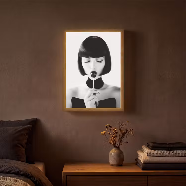 Lightbox - Wandlamp - Vrouw - Lolly - Zwart - Wit — 3
