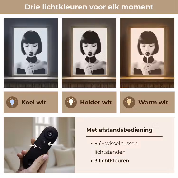 Lightbox - Wandlamp - Vrouw - Lolly - Zwart - Wit — 7