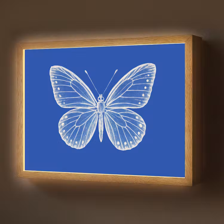 Lightbox - Wandlamp - Vlinder - Wit - Getekend - Stippen — 1
