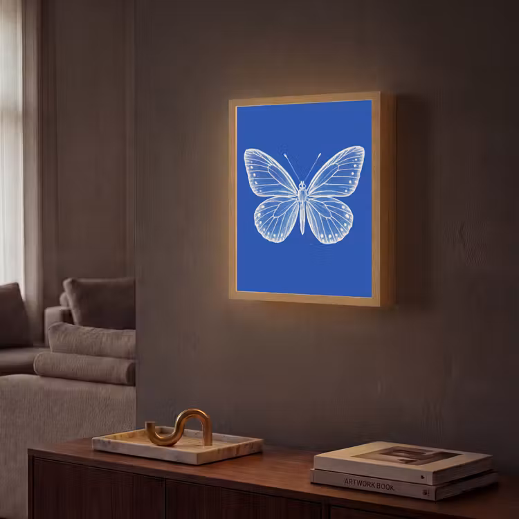 Lightbox - Wandlamp - Vlinder - Wit - Getekend - Stippen — 2