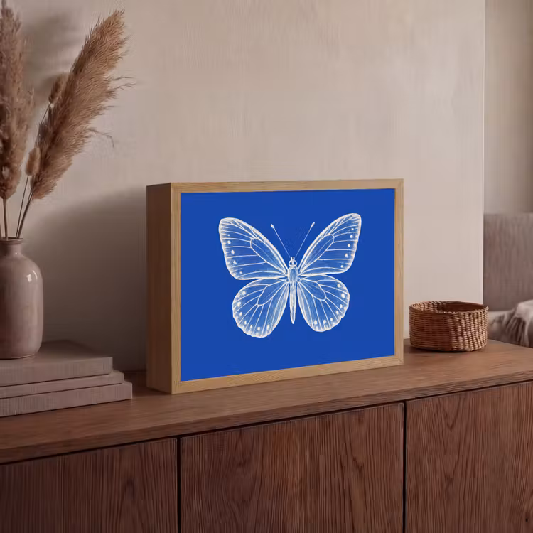 Lightbox - Wandlamp - Vlinder - Wit - Getekend - Stippen — 4