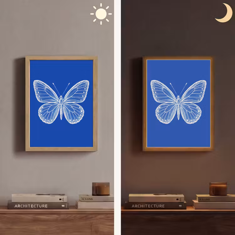Lightbox - Wandlamp - Vlinder - Wit - Getekend - Stippen — 5
