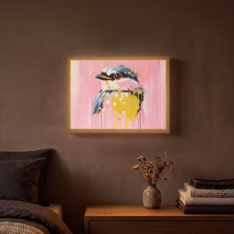 Lightbox - Wandlamp - Vogel - Roze - Geel - Blauw — 3