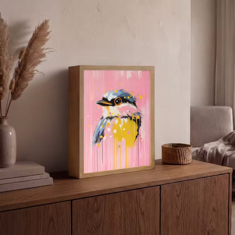 Lightbox - Wandlamp - Vogel - Roze - Geel - Blauw — 4