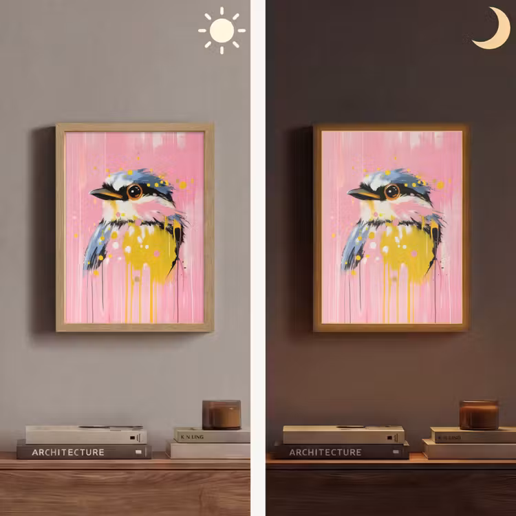 Lightbox - Wandlamp - Vogel - Roze - Geel - Blauw — 5