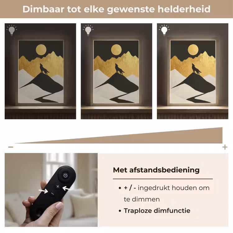 Lightbox - Wandlamp - Wolf - Bergen - Maan - Zwart — 8