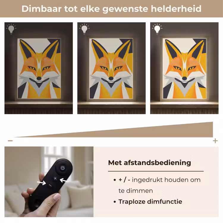 Lightbox - Wandlamp - Vos - Oranje - Abstract - Driehoeken — 8
