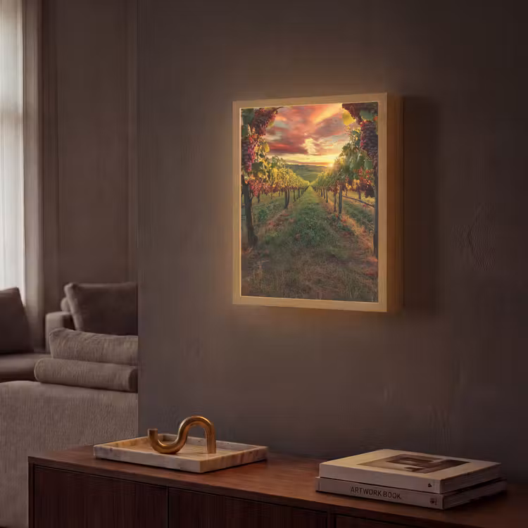 Lightbox - Wandlamp - Wijngaard - Druiven - Zonsondergang — 2