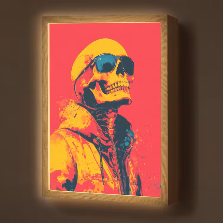 Lightbox - Wandlamp - Zonnebril - Schedel - Jas - Rood — 1