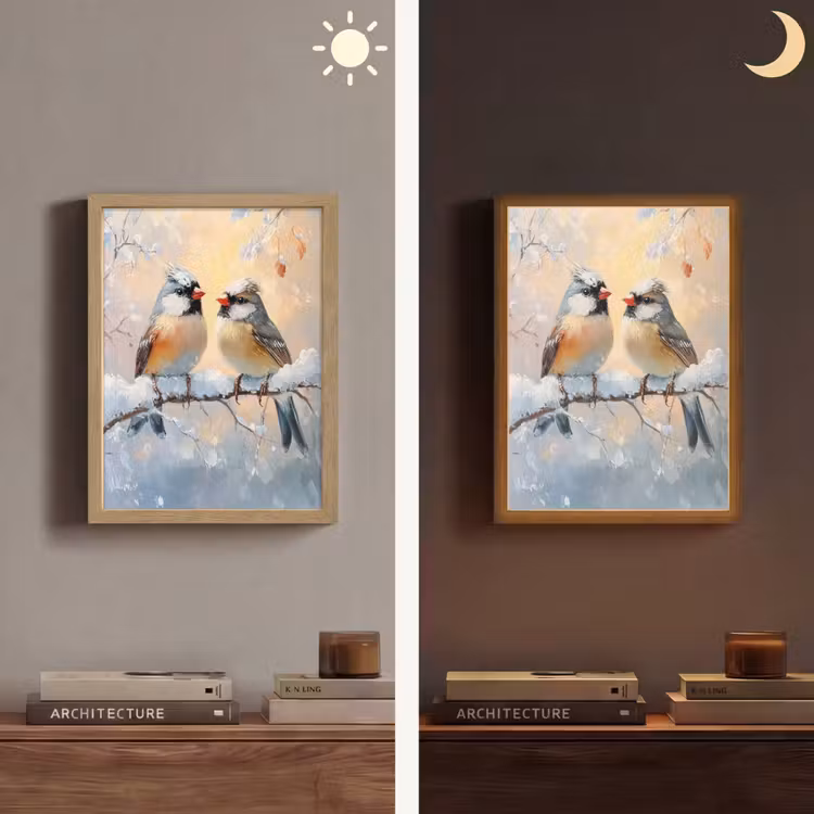 Lightbox - Wandlamp - Vogels - Tak - Winter - Sneeuw — 5