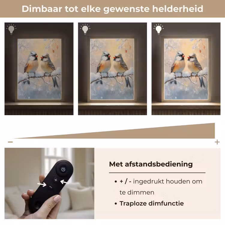 Lightbox - Wandlamp - Vogels - Tak - Winter - Sneeuw — 8