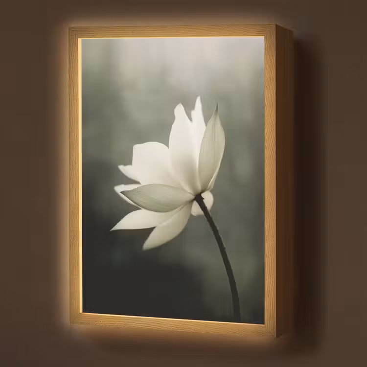 Lightbox - Wandlamp - Wit - Lotus - Donker - Bloem — 1