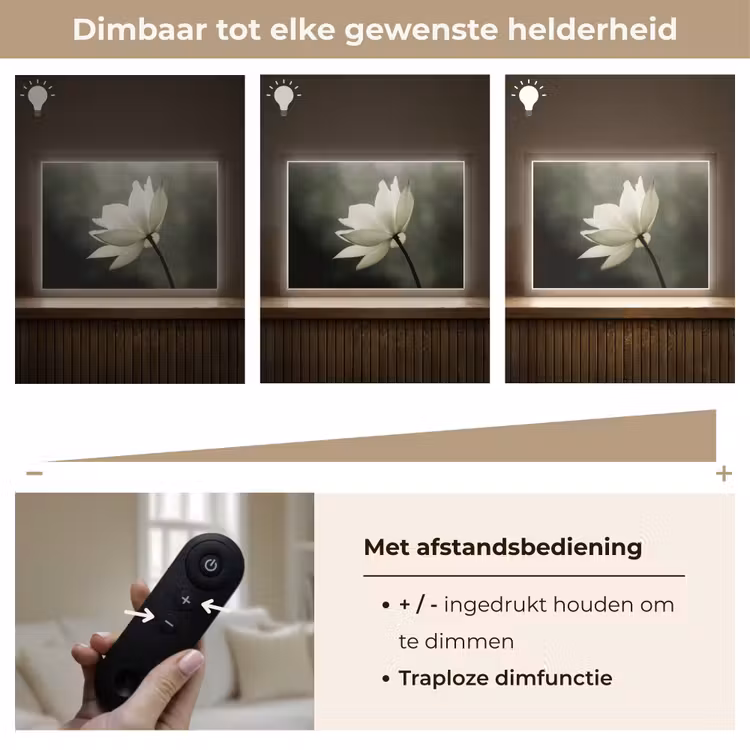 Lightbox - Wandlamp - Wit - Lotus - Donker - Bloem — 9