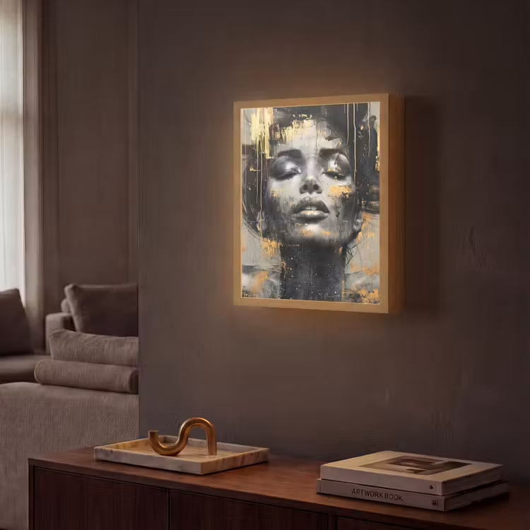 Lightbox - Wandlamp - Vrouw - Kunst - Goud - Abstract - Glamour — 2