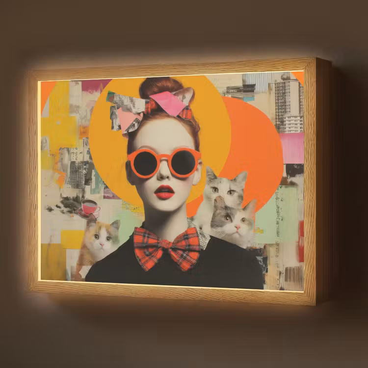 Lightbox - Wandlamp - Vrouw - Bril - Strik - Retro — 1