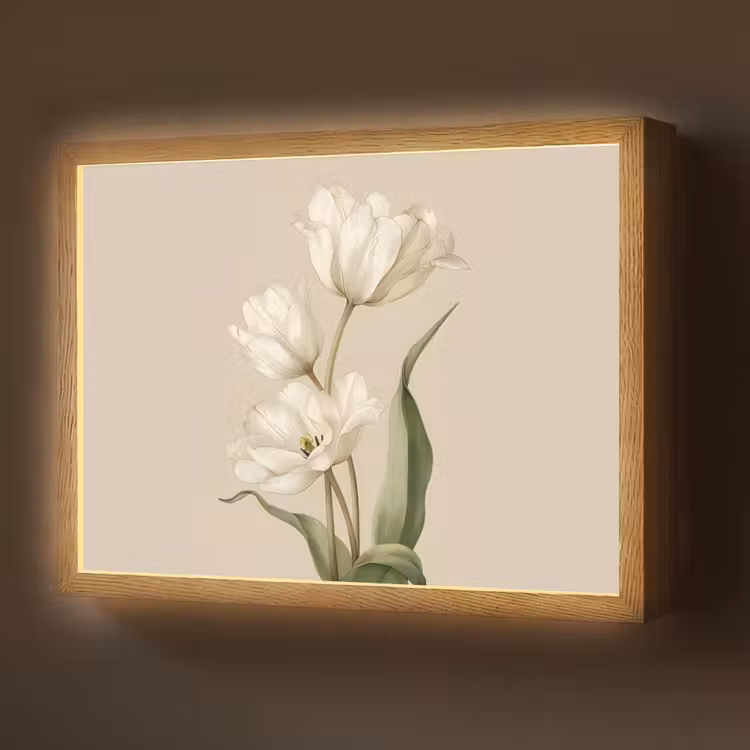 Lightbox - Wandlamp - Tulpen - Wit - Bladeren — 1
