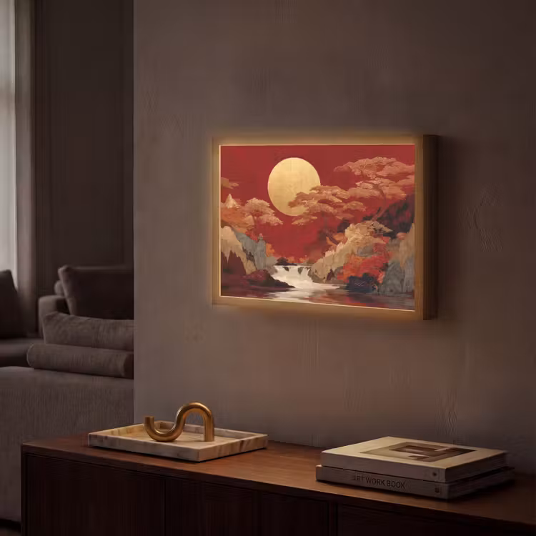 Lightbox - Wandlamp - Volle maan - Landschap - Waterval — 2