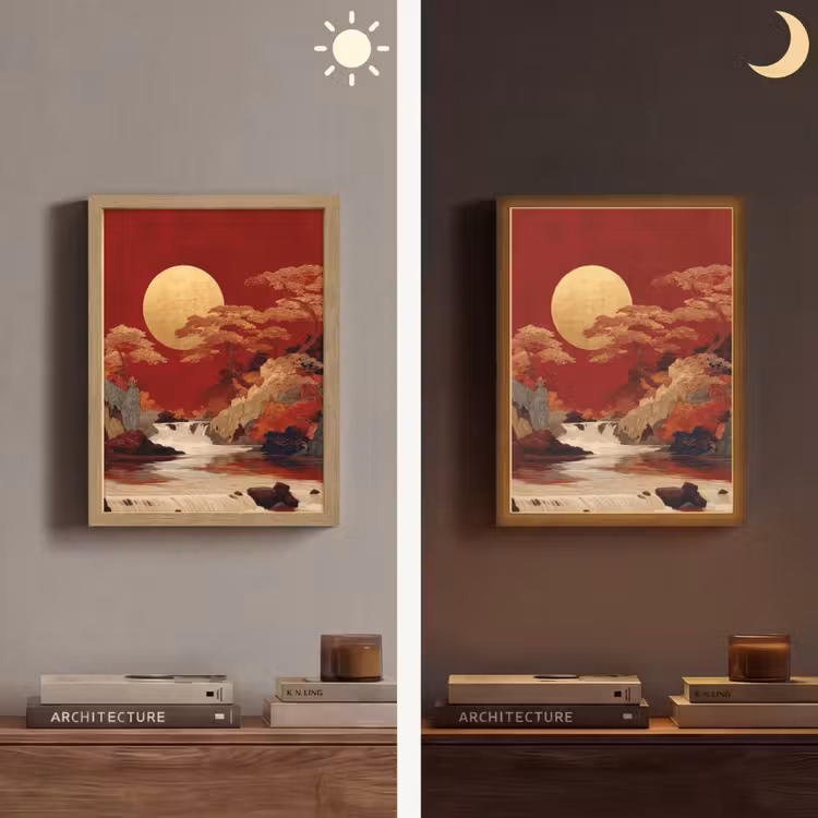Lightbox - Wandlamp - Volle maan - Landschap - Waterval — 5