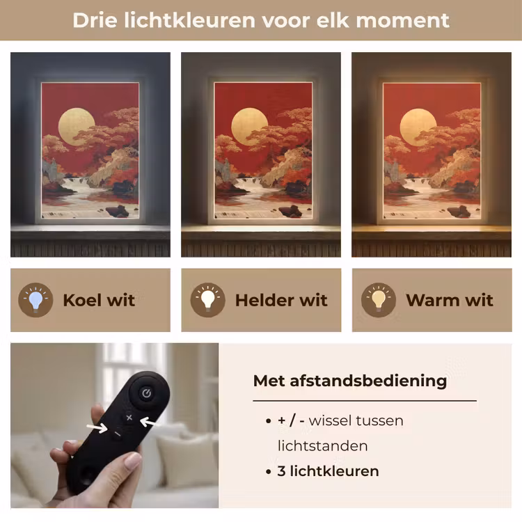 Lightbox - Wandlamp - Volle maan - Landschap - Waterval — 7