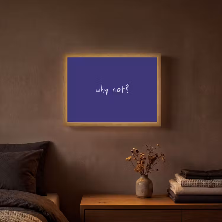 Lightbox - Wandlamp - Why not - Blauw - Handgeschreven — 3