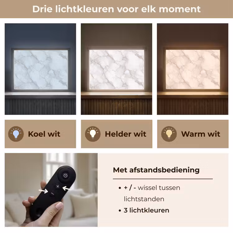 Lightbox - Wandlamp - Wit - Marmer - Bruin — 8