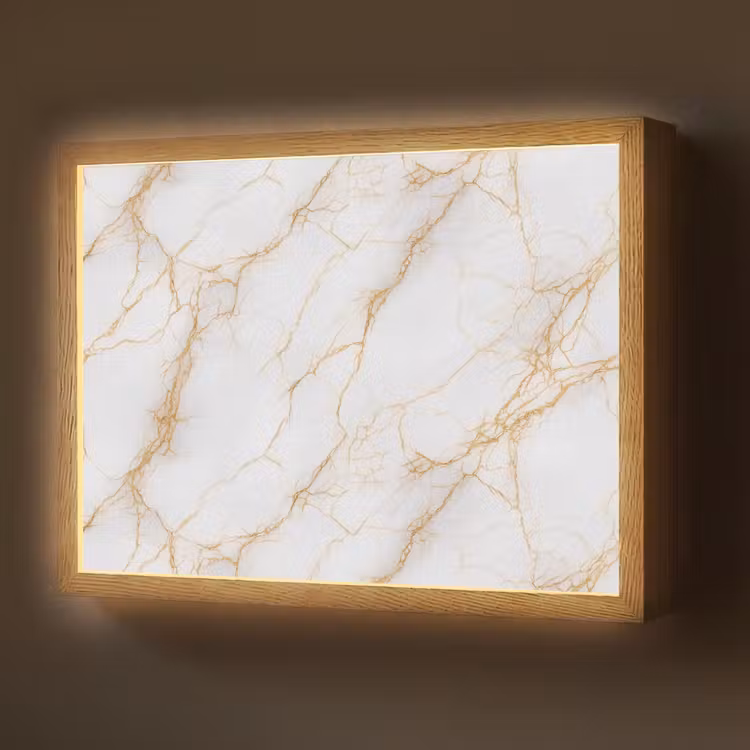 Lightbox - Wandlamp - Wit - Goud - Marmer - Aders