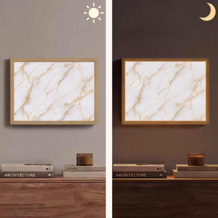 Lightbox - Wandlamp - Wit - Goud - Marmer - Aders — 6