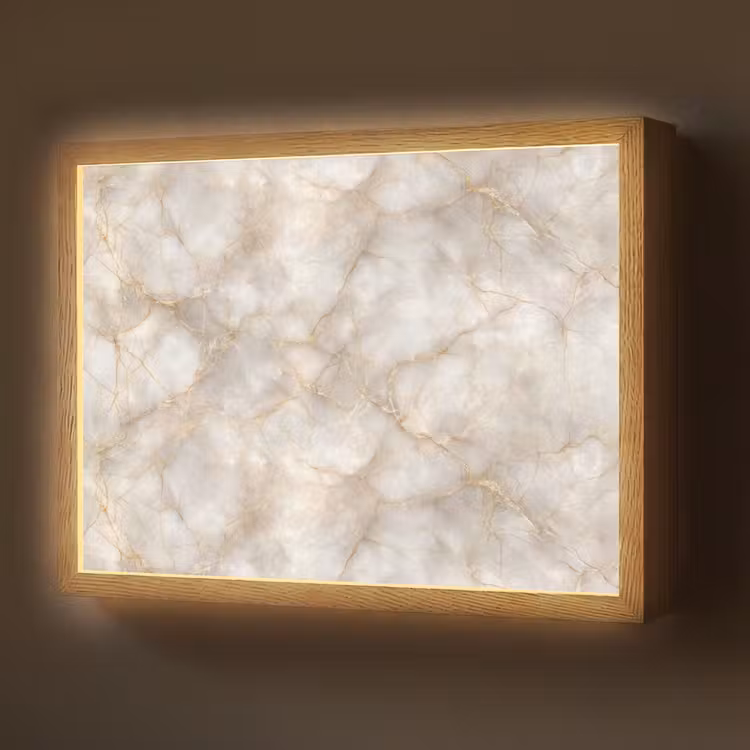 Lightbox - Wandlamp - Zandkleurig - Marmer - Natuursteen