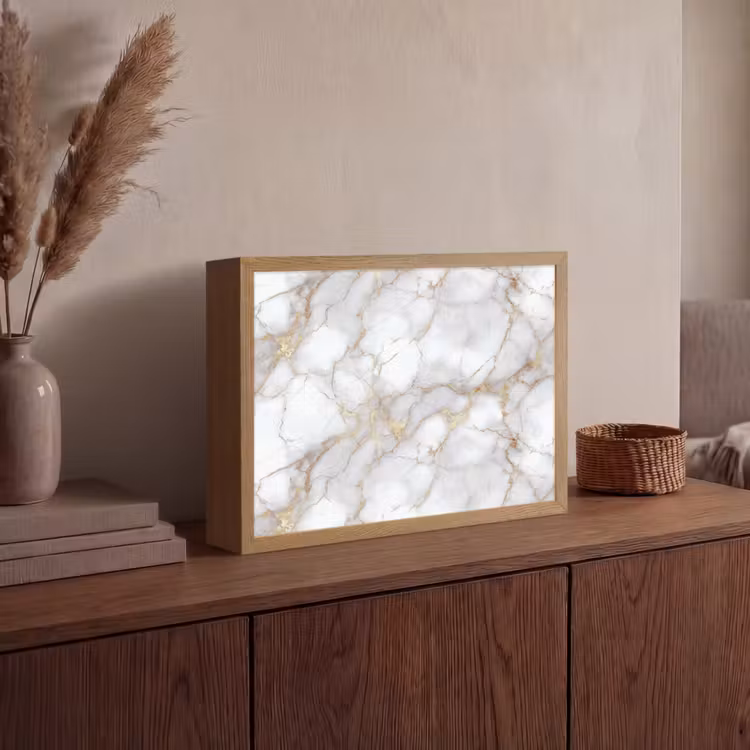 Lightbox - Wandlamp - Wit - Goud - Marmer - Grijs — 4
