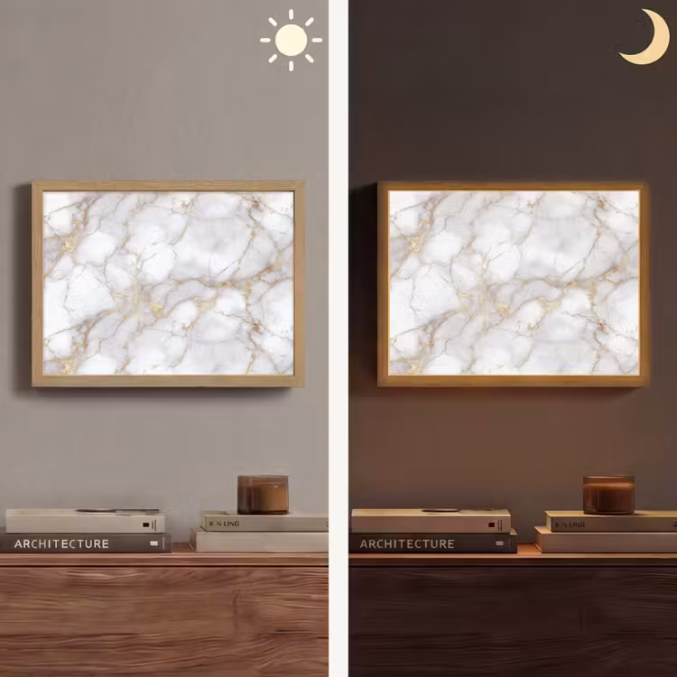 Lightbox - Wandlamp - Wit - Goud - Marmer - Grijs — 6