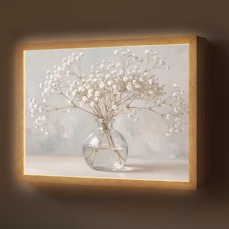 Lightbox - Wandlamp - Vaas - Gipskruid - Wit