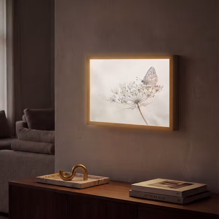 Lightbox - Wandlamp - Vlinder - Bloem -Natuur - Beige — 2