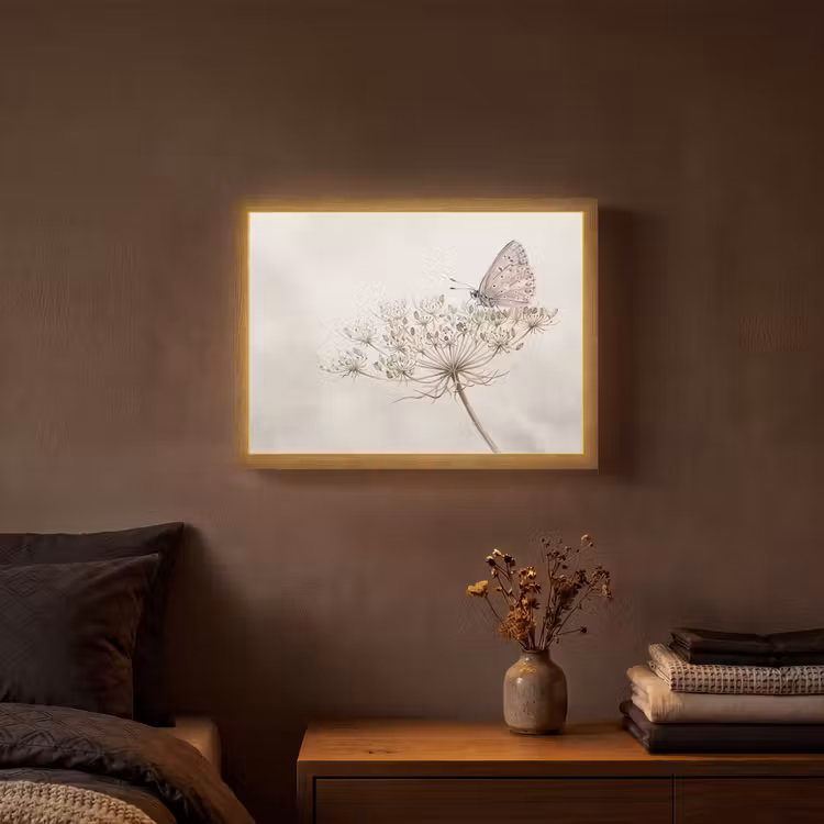 Lightbox - Wandlamp - Vlinder - Bloem -Natuur - Beige — 3