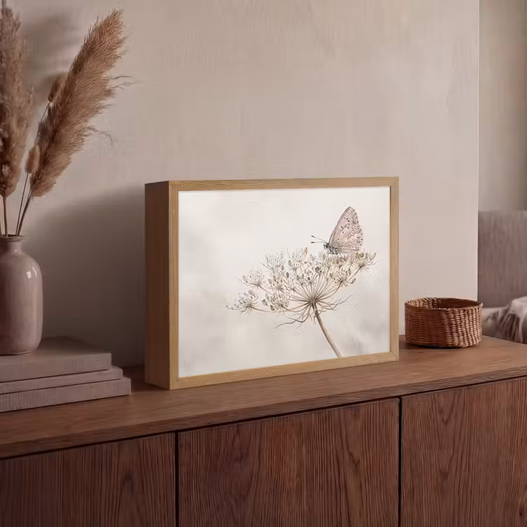 Lightbox - Wandlamp - Vlinder - Bloem -Natuur - Beige — 4