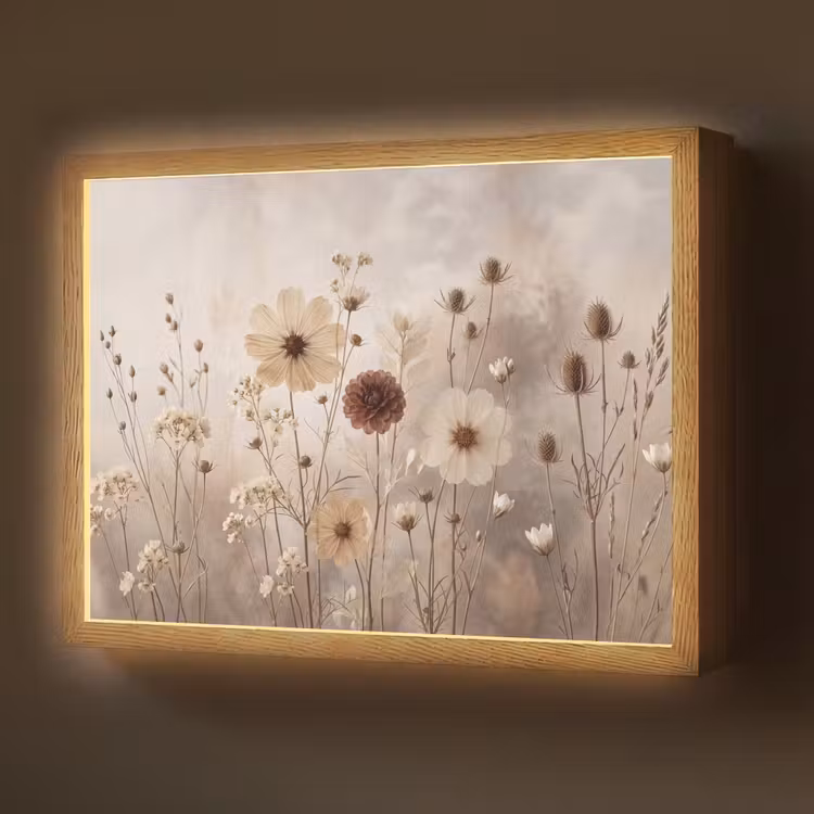 Lightbox - Wandlamp - Wilde bloemen - Botanisch - Vintage - Natuur - Rustiek