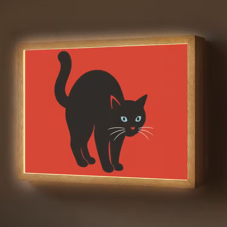 Lightbox - Wandlamp - Kat - Zwart - Staart — 1