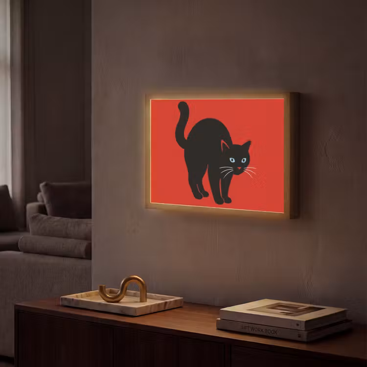 Lightbox - Wandlamp - Kat - Zwart - Staart — 2