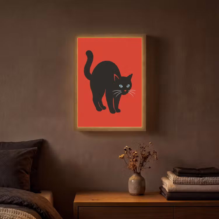 Lightbox - Wandlamp - Kat - Zwart - Staart — 3